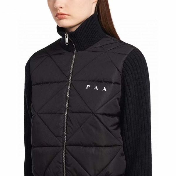 

winter down jackets designer women's knit down jacket ladies cardigan zipper cropped ladie slim fit coat parkas printed letters, Black