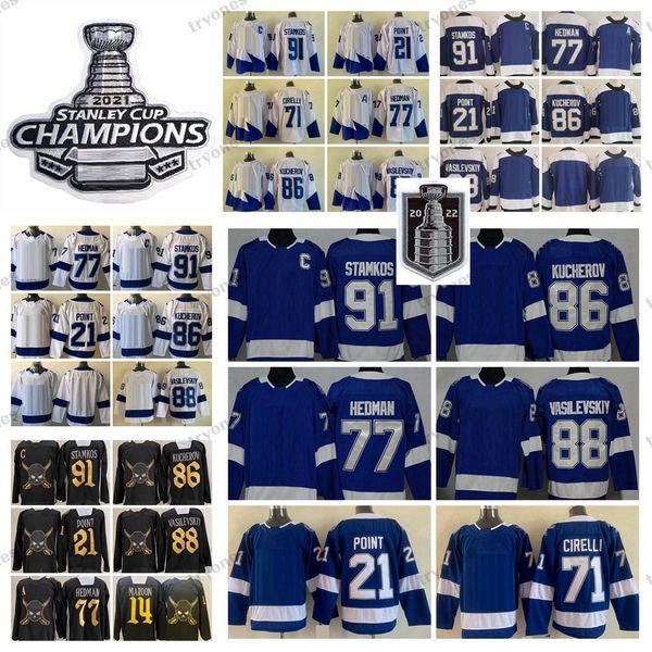 

2022 stadium series hockey jerseys steven stamkos nikita kucherov victor hedman brayden point andrei vasilevskiy anthony cirelli pat maroon, Black;red
