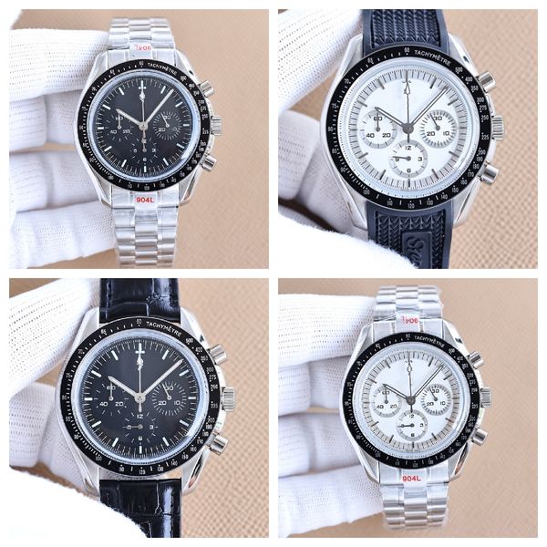 

montre de luxe mens watches 42mm imported vk chronograph movement steel case luxury watch wristwatches, Slivery;brown