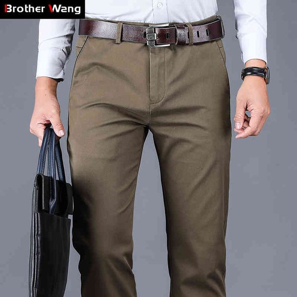 

4 colors 98% cotton casual pants men 2022 new classic style straight loose high waist elastic trousers male brand clothes, White;black