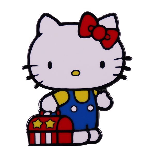 

classic cartoon cute cat kitty enamel pins brooch jewelry accessories, Blue