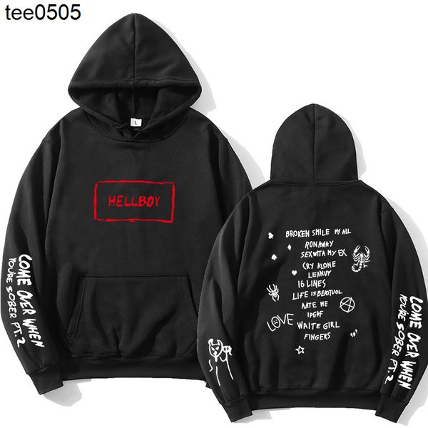 

trendy brand sweater 2021 lil peep street warm hooded sweater winter couple's sweater, Black