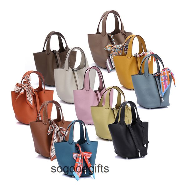 

women's designer bags picotin lock herme handbags tote bag layer togo cowhide bucket bag female spring summer 2022 new leather hand lar
