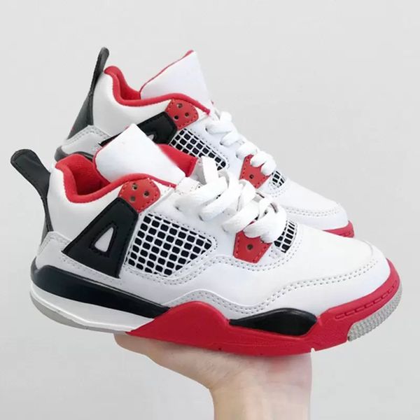 

kids  basketball shoes black cat toddler 4s red boys girls basketball pour enfants athletic outdoor sneakers, Black;red