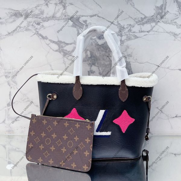 

winter classic onthego womens totes mm bags splicing nf handbag luxurys designers shouder crossbody bag lambswool travel handbags with coin