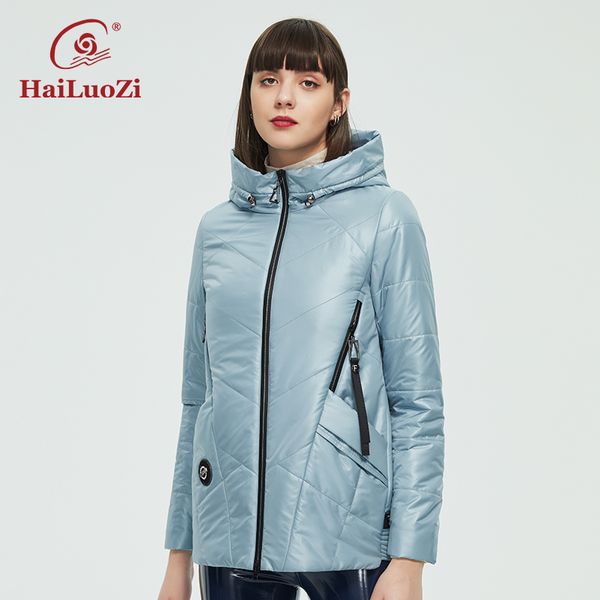 

women s plus size outerwear coats hailuozi autumn coat women windproof slim parka cotton fashion casual jackets clothes 56 220922, Black