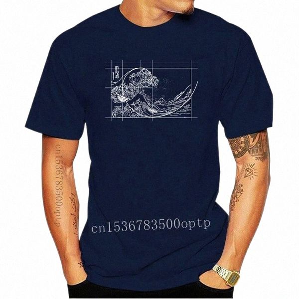 

men's t-shirts hokusai meets fibonacci sequence golden ratio t shirt math technical geek casual tshirts round neck shirts r2t0#, White;black
