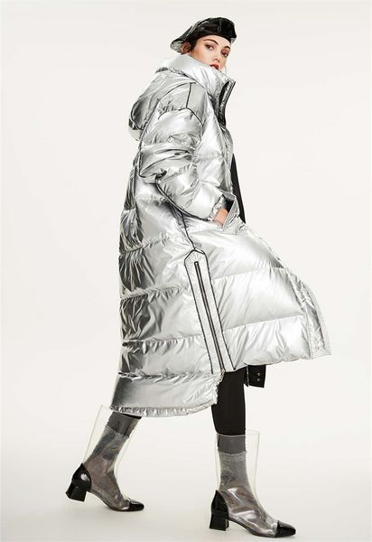 

winter womens down jackets outerwear quality loose clothing fashion style long coat windproof warm extended leisure coats, Black