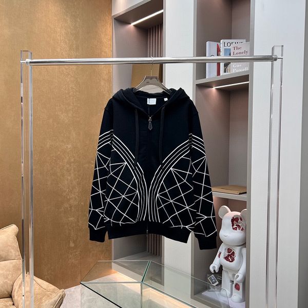 

new style men's printed round neck sweatshirts designer style cotton loose sweater coat, Black