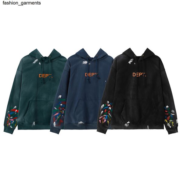 

men's hoodies sweatshirts autumn and winter new niche beauty trend gary dept water wash old splash print men's and women's ho, Black
