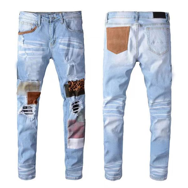 

men's jeans fashion mens true for men hip hop cool style luxury designer denim pant distressed ripped skinny biker black blue jean slim