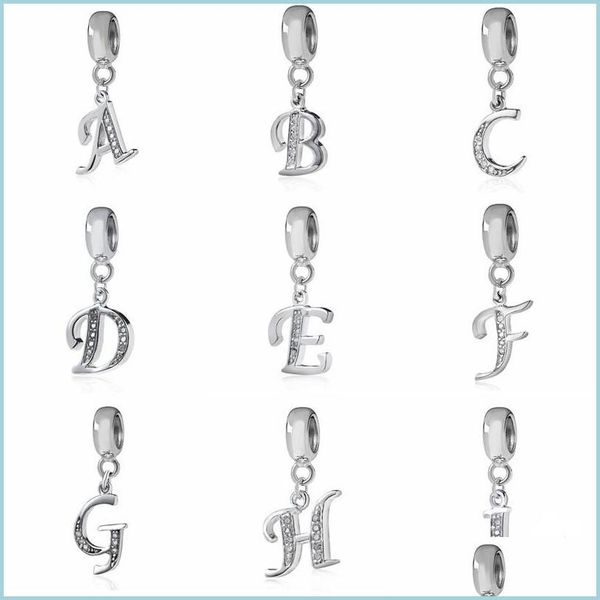 

charms letter charms for pandora bracelets necklace authentic 925 sterling sier a-z pendant beads diy alphabet making je dhseller2010 dhh8v, Bronze;silver