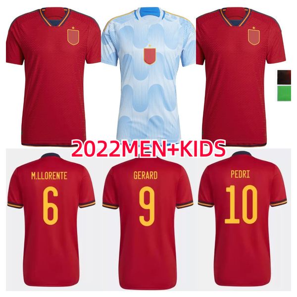 

2022 spain soccer jersey pedri ferran morata a.iniesta pedri espana camiseta 22 23 european cup alcacer sergio men women uniformes fans play, Black