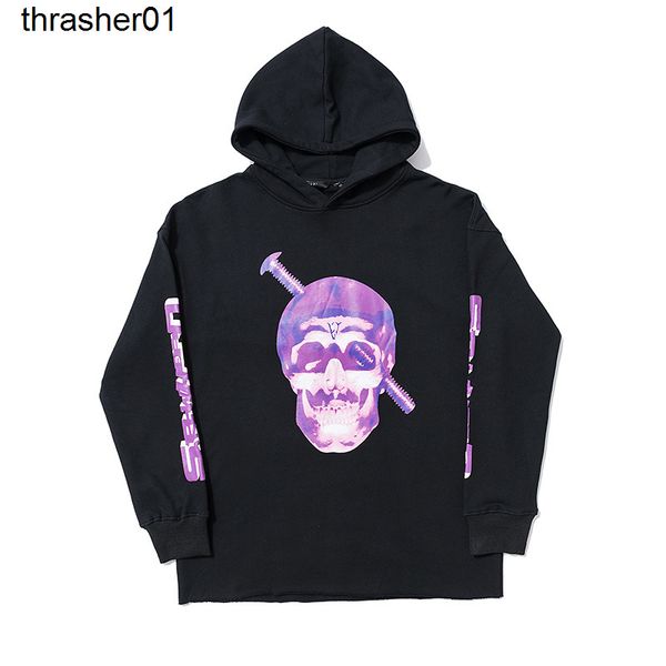 

men's hoodies sweatshirts winter network red vloness skull screw print loose hooded, Black