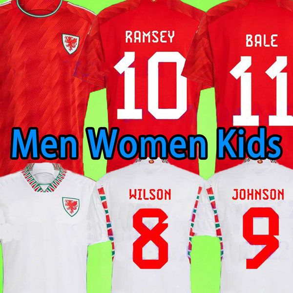 

world cup 2022 wales soccer jerseys bale maillot de foot 2023 ramsey james johnson wilson fans player version men women kids kit football na, Black;yellow
