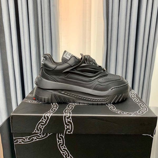 

odissea sneakers casual shoes men trainers thick greek soles triple black white multi-color 100% cattle leather 12