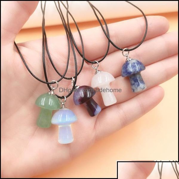 

pendant necklaces pendants jewelry natural stone carving 2cm mushroom shape charms reiki healing chakra dhuv bdehome otgrr, Silver