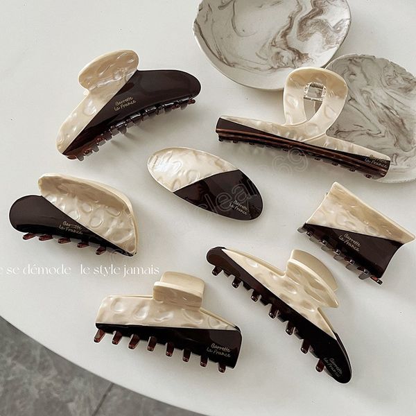 

vintage hair claw headwear for women hair clip makeup bath hair accessories acetate barrettes geometric hairpin, Slivery;white