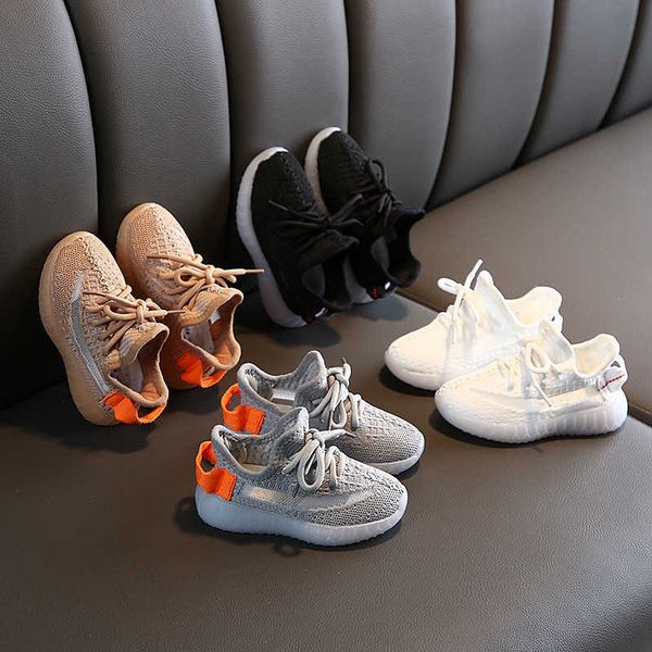 

children's coconut shoes spring and autumn new boys' baby shoes flying woven mesh breathable girls' soft soled sports shoes, Black;red