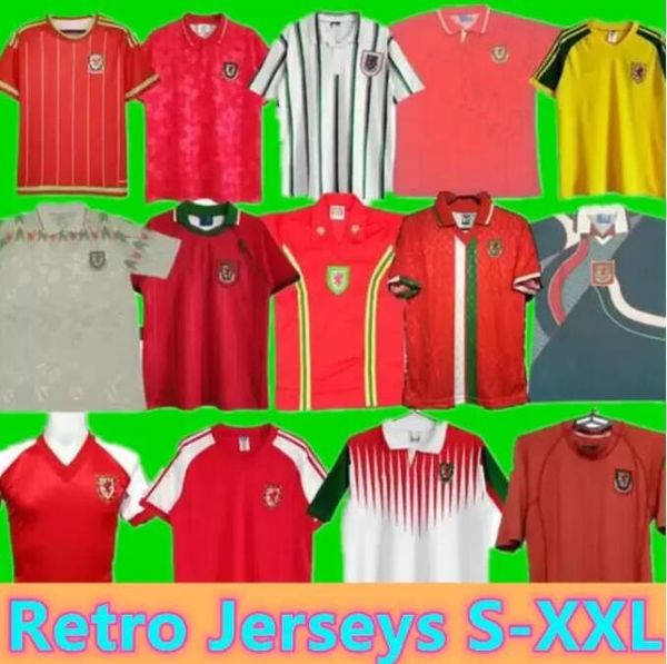 

1976 1983 1982 1990 1993 gales wales retro soccer jersey 1992 1994 1995 1996 1998 giggs hughes home away saunders rush boden speed vintage c, Black;yellow