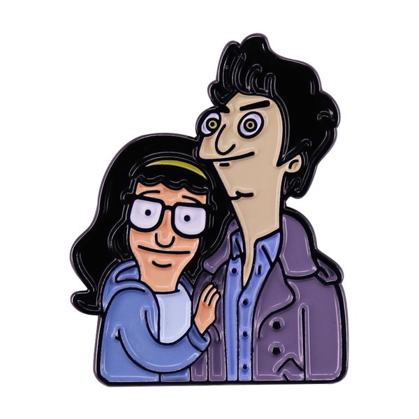 

tina bella swan and jimmy jr. edward cullen brooch badge bobs burgers twilight twiburger mash-up enamel pin, Blue