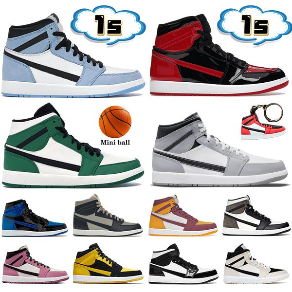

2022 1 1s basketball shoes high mid university blue bred royal patent black white light smoke grey 2.0 dark mocha barely orange pine