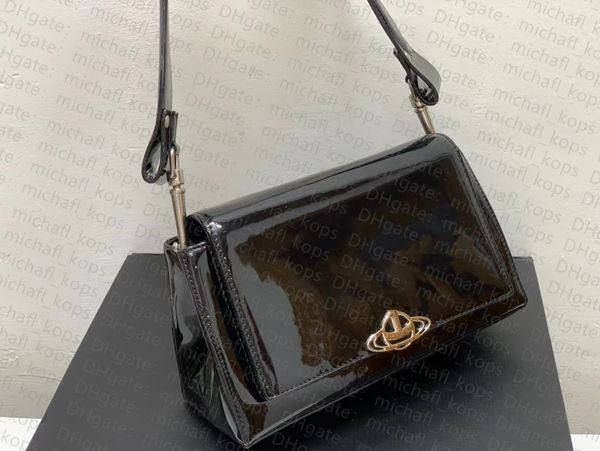 

designer woman bag single shoulder wrap bright patent leather cowhide metal west queen fashion 2022 crossbody bag luxury clamshell