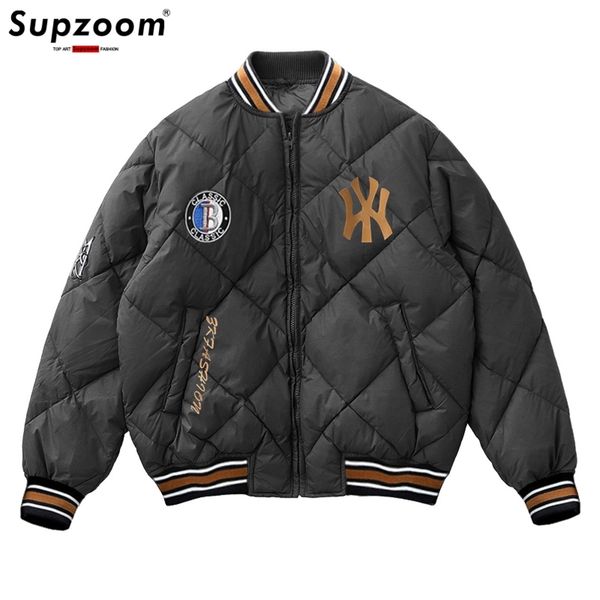 

men's down parkas supzoom arrival hip hop embroidery couples casual fashion male and female winter men coat warm baseball jacket 220922, Black