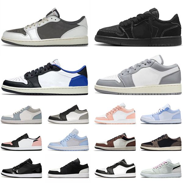 

men women jumpman 1 low basketball shoes ts x black phantom 1s designer reverse mocha fragment diamond swooshers pink sports sneakers traine