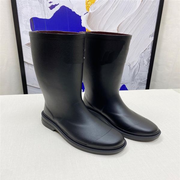 

france luxury rain boots soft leather ladies classic non-slip inner increase the boot black big size 36-40 with original bo278y, Black;red