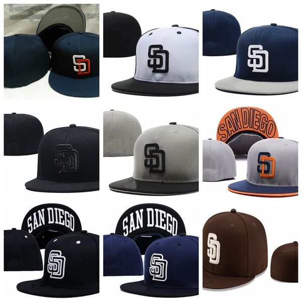 

padres sd letter baseball caps whole brand casual outdoor sports casquettes chapeus hiphop for men women fitted hats351a, Blue;gray
