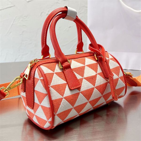 

symbole embroidered jacquard fabric handle bag women men saffiano handles handbag metal hardware zipper closure tote with feet shoulder pill