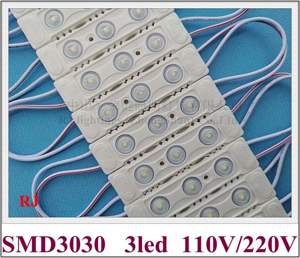 

ac220v / ac110v smd 3030 abs injection led light module smd3030 3 led ip65 waterproof 80mm x 20mm 2w with lens high bright