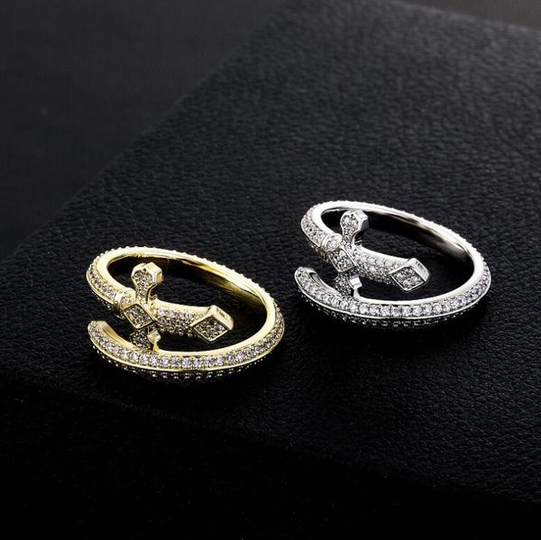 

iced out sword bracelet for men women band rings cz gold hiphop jewelry, Silver