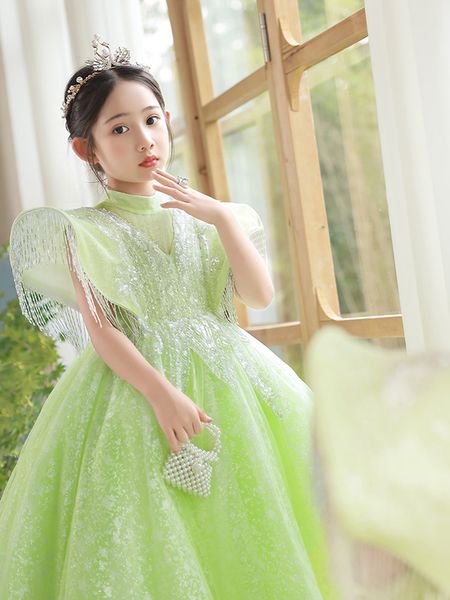 

grace green organza girl' pageant dresses flower girl dresses holidays/birthday princess skirt custom size 2-14 f922047 beads floor le, White;red