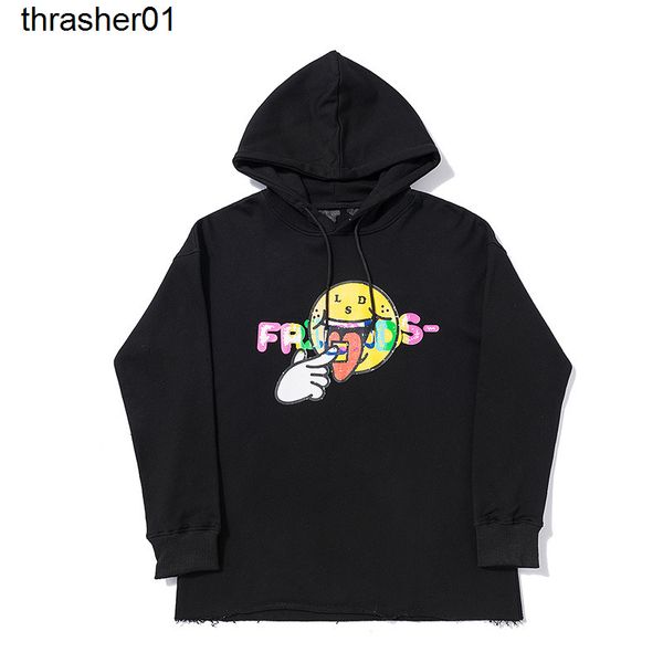 

men's hoodies sweatshirts vloness friends smiley face sweater loose hoodie destroys men's women's, Black
