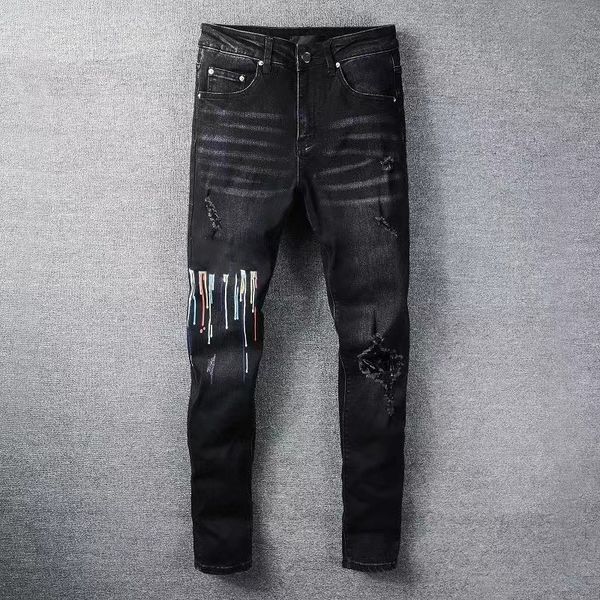 

fashion mens jeans simple summer lightweight denim pants large size famous casual solid classic straight jean, Blue