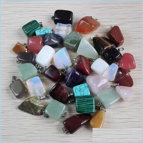 

charms irregar natural crystal rose quartz tigers eye chakra stone charms pendant for diy earrings necklace jewelry maki dhseller2010 dhhbu, Bronze;silver