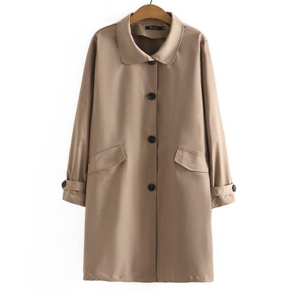 

women s plus size outerwear coats 4xl long trench coat women clothing fashion full sleeve turn down collar windbreaker elegant single breast, Black