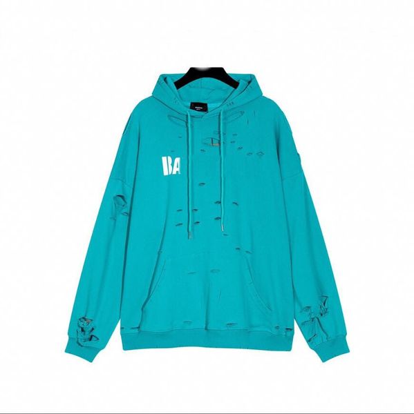 

letter hole printed hoodies sweatshirt pullover casual fashion long sleeve hooded sweater jumper oversize s-xl, Black