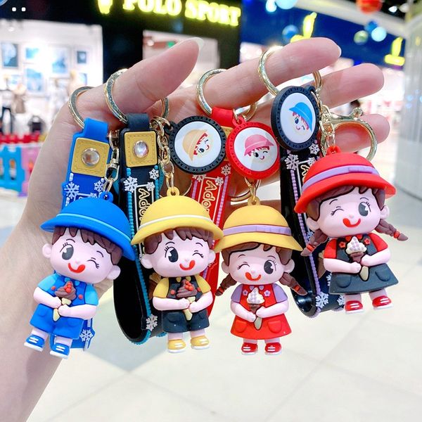 

cartoon characters figures keychain toys cute doll key ring pendant schoolbag decorations three-dimensional soft finger toys dhl