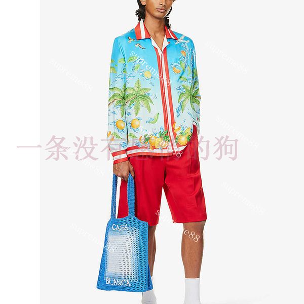

casablanca 23ss tennis designer shirts theme print loose fashion versatile long sleeve shirts casablanc, White;black