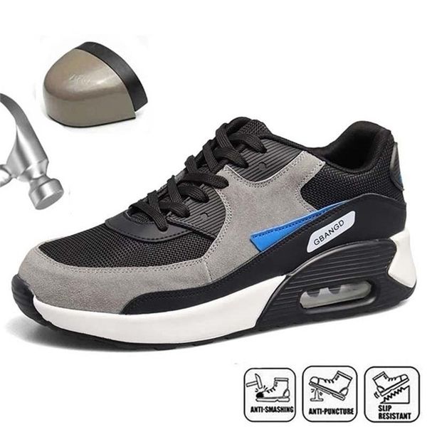 

boots mens work safety shoes steel toe sneakers antismashing antipuncture industrial construction 220921, Black