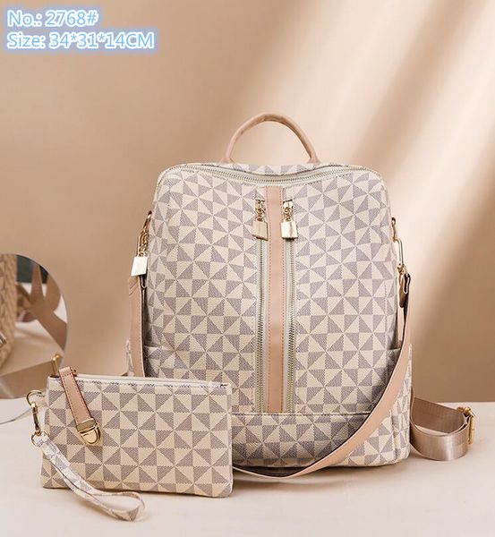 

wholesale factory ladies shoulder bag 3 colors street fashion printing leisure backpack simple two-piece fashion handbag retro contrast leat