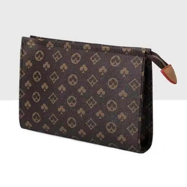 

new hand bag travel toiletry pouch 26cm protection makeup clutch women leather waterproof cosmetic bags for men with dust bag frame