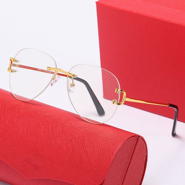 

luxury glasses designer sunglasses mens eyeglasses frames rimless vendor men women eyewear black brown clear lens silver gold metal frame pi, White;black