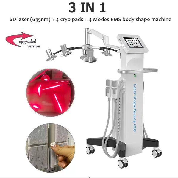 

salon use 6d lipolaser slimming machine ems cryo pads slim fat removal diode laser 635nm red weight loss cavitation body shape skintighten r