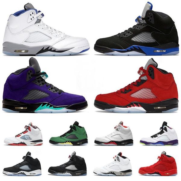

sandals jumpman 5 5s basketball shoes running shoe raging bull red white stealth pr, Black