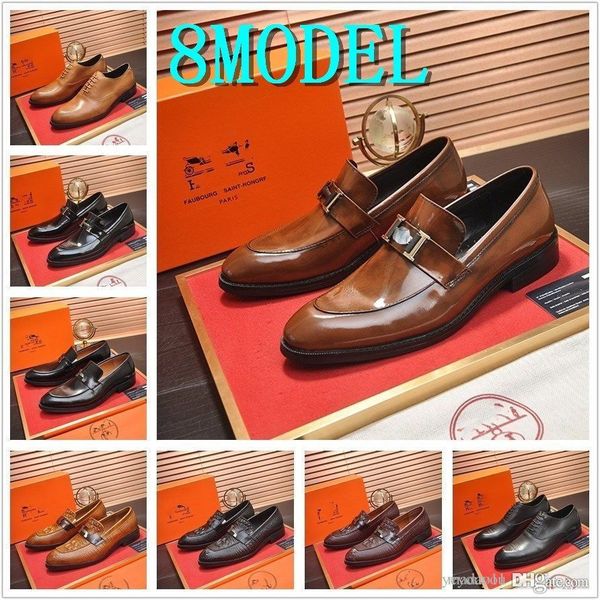 

mm 8model loafers for men leather dress shoes retro luxury metal buckle wedding party business formal po toe shoe green black 33