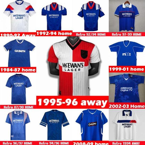 

82 83 retro soccer jerseys glasgow rangers fc 84 87 90 01 legends blue away white 92 94 96 97 99 00 gascoigne mccoist 1987 1999 1996man vint, Black